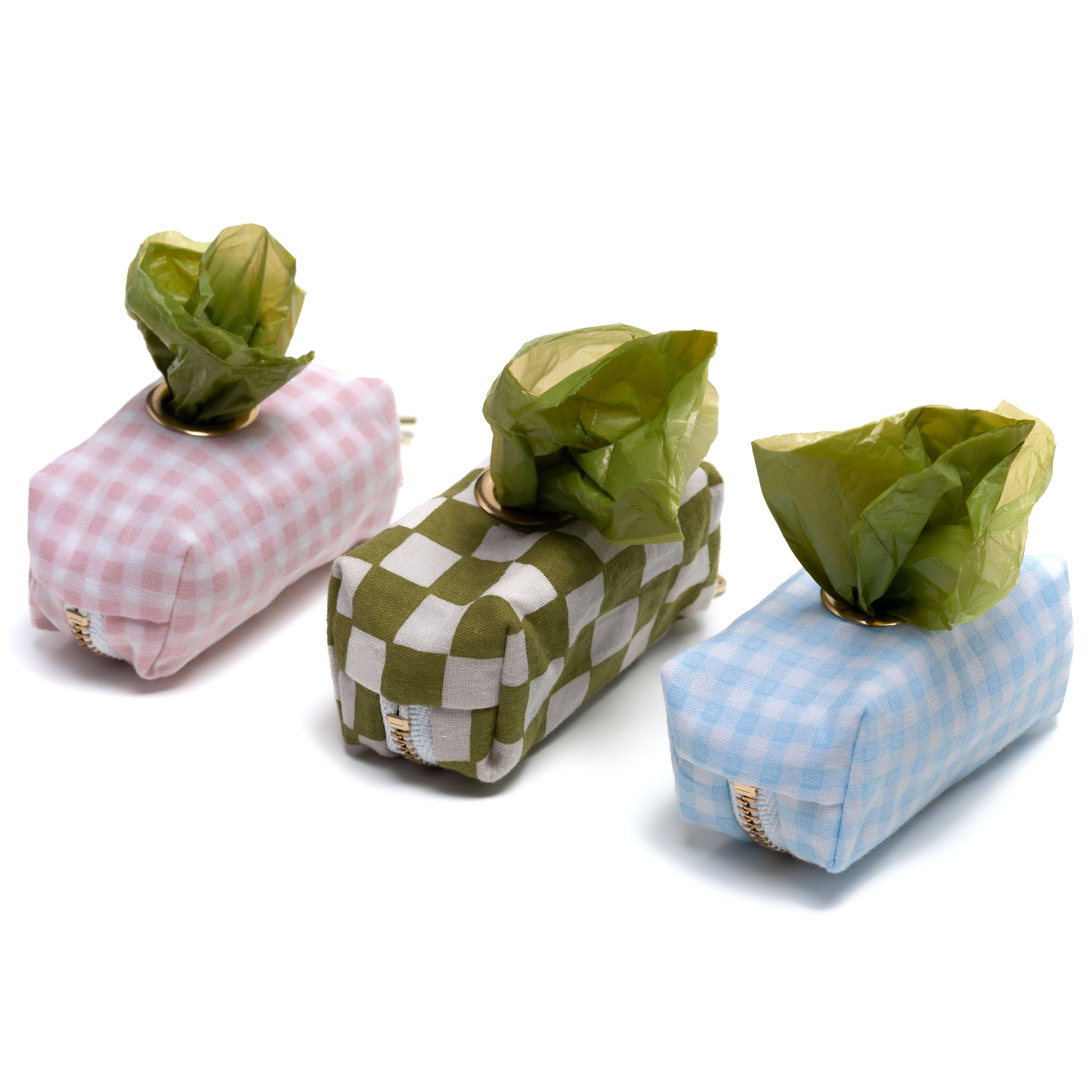 Dog Waste Bag Holder - Blue Gingham