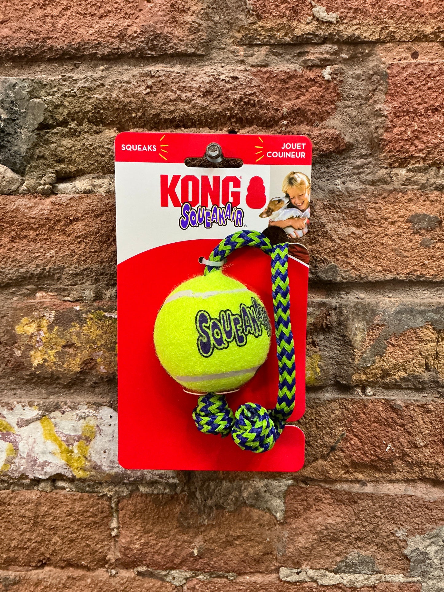 Kong SqueakAir Ball with Rope Md