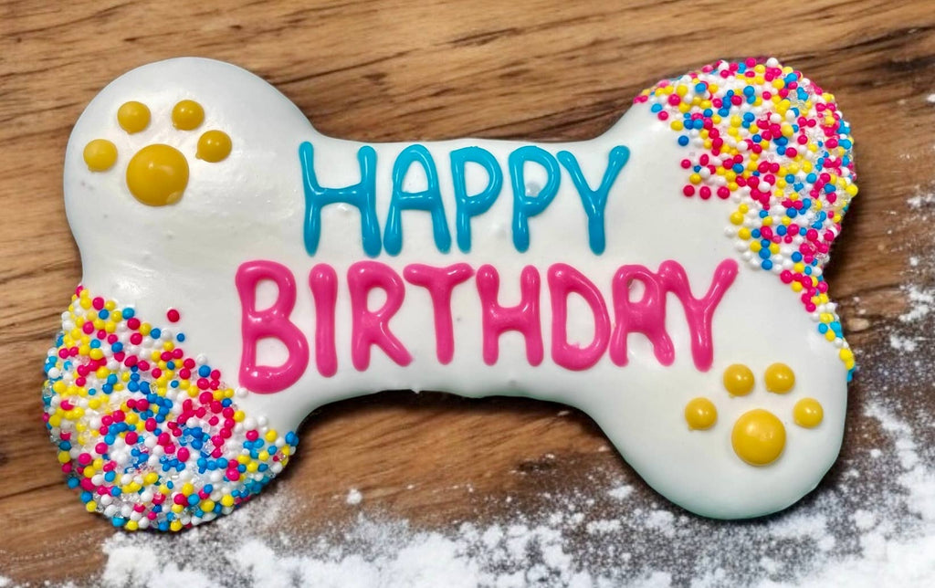 6 inch Yogurt Fiesta Happy Birthday Bone Dog Treats