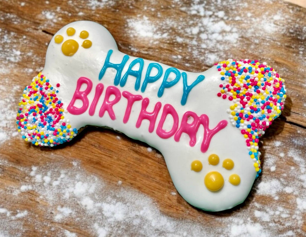 6 inch Yogurt Fiesta Happy Birthday Bone Dog Treats