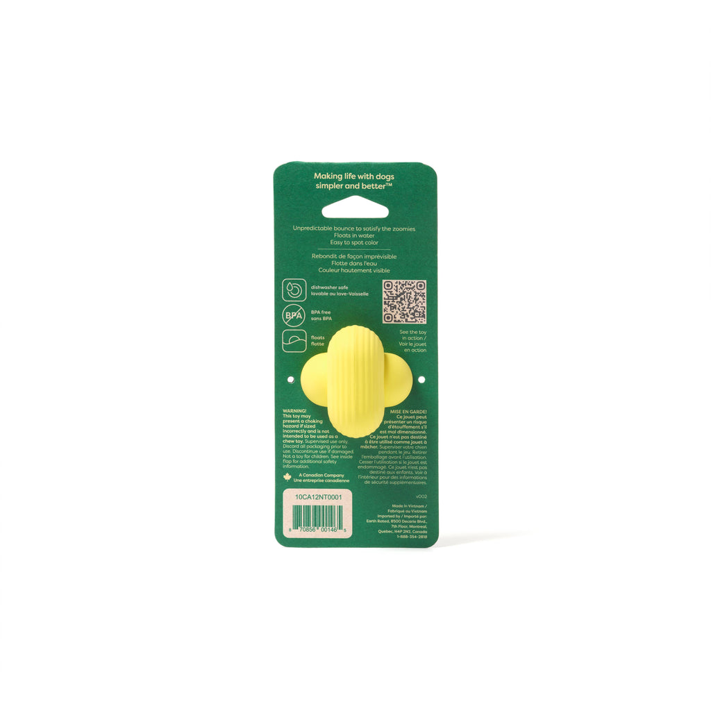 Earth Rated Rubber Fetch Dog Toy, Large Yellow