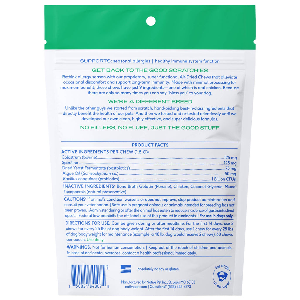 Native Pet - Allergy & Immune Chews, an Allergy & Itch Relief Supplement